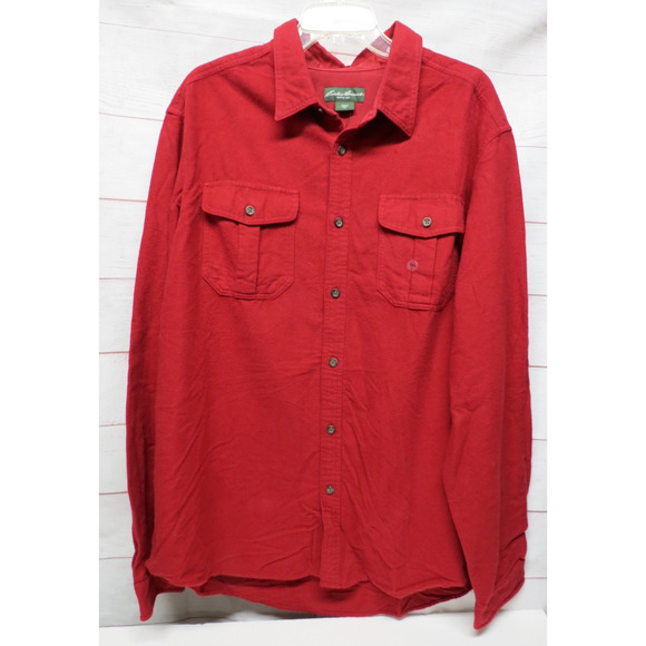 Eddie Bauer Men's XXL Red Chamois Button Up Shirt w/ Tags - Picture 1 of 5